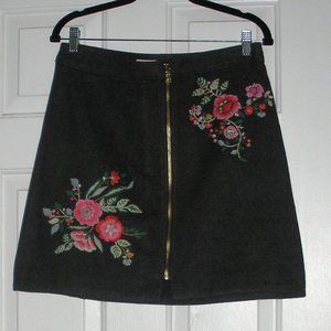 LOFT Wool blend embroidered skirt petite